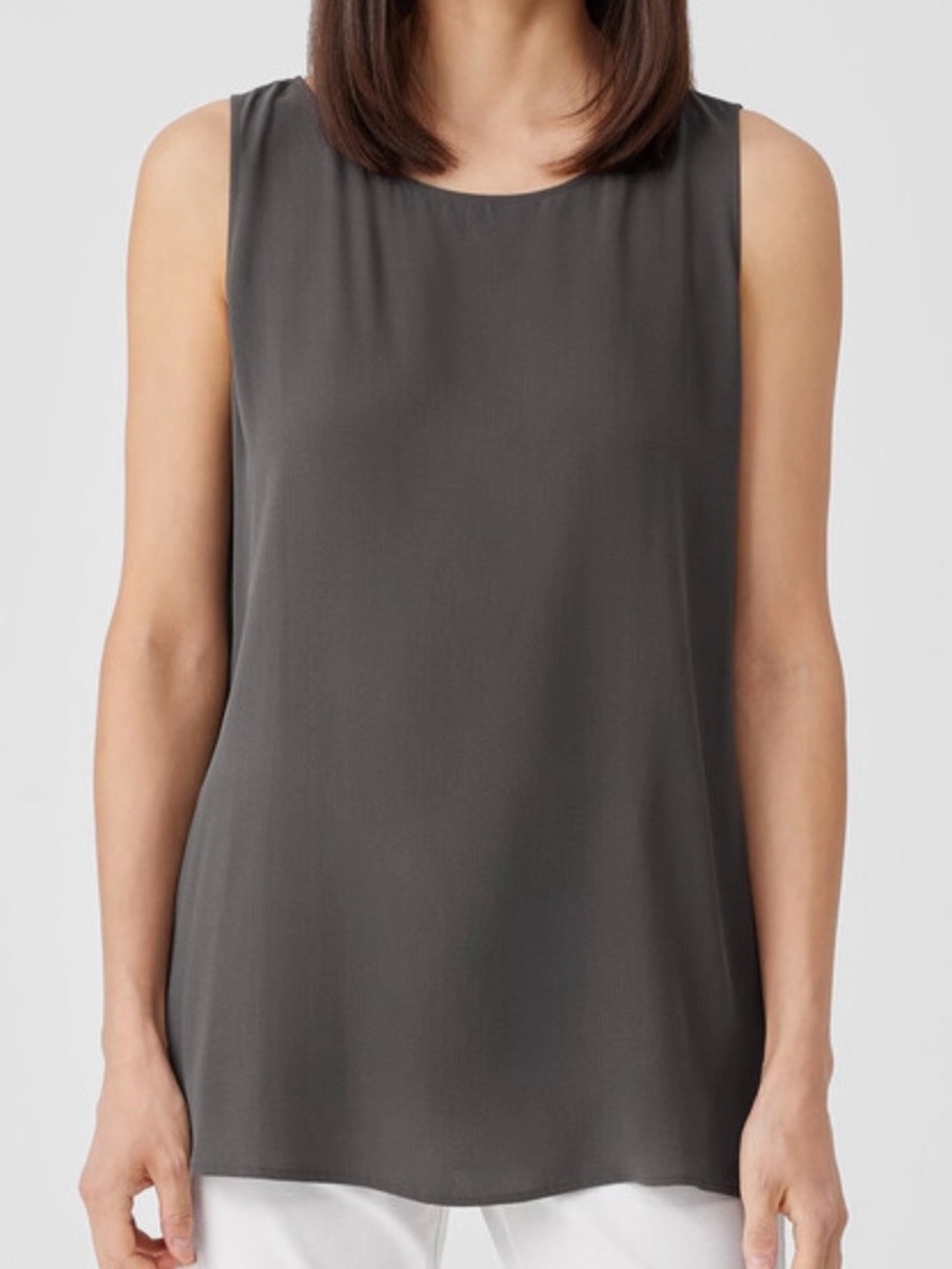 Eileen Fisher Silk Georgette tank and Stretch Crepe Jacket in Rye, NWT, M